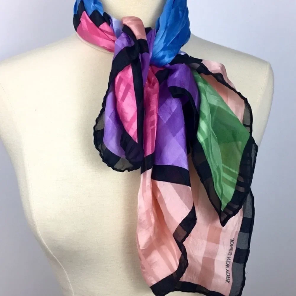 Playful Vintage 80’s Rainbow Neck / Hair / Bag Scarf